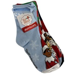Elf on the Shelf Kids Holiday Christmas Socks 5 Pairs Shoe Size 10-4 NWT